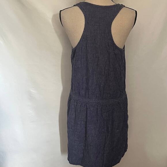 Lou & Grey Linen Blend Chambray Jumper Dress Sz M Coastal Loungecore Minimal - Picture 8 of 14